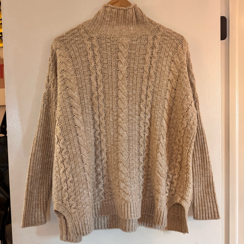 525 America Ivory Cable Knit Sweater
